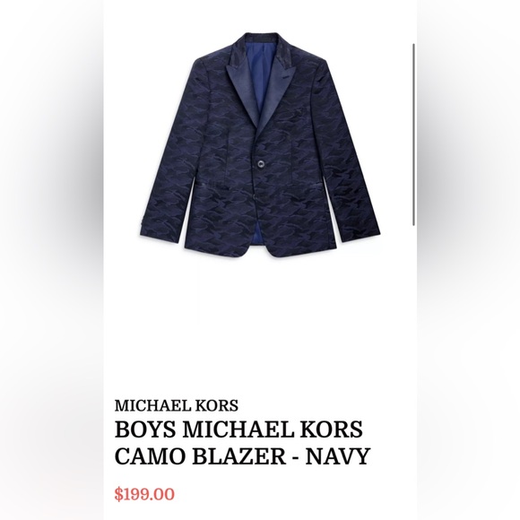 Boys Michael Kors Navy Camo Blazer - Picture 1 of 6